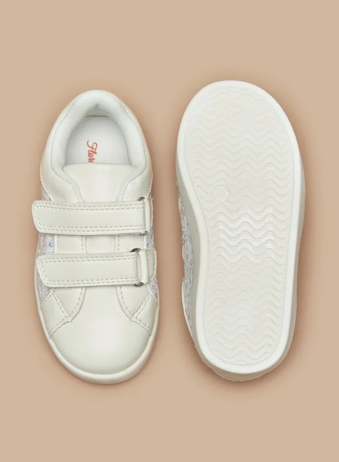 فلورا بيلا من شو إكسبرس Girl's Embellished Casual Sneakers Shoes With Hook And Loop Closure Ramadan Collection