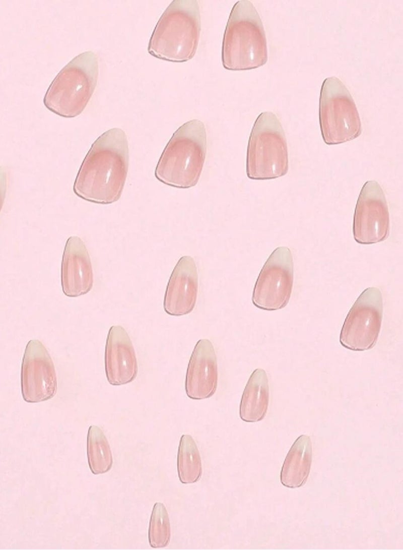 French manicure with a gradient in beige and milky white shades, 24 pieces - Image 2