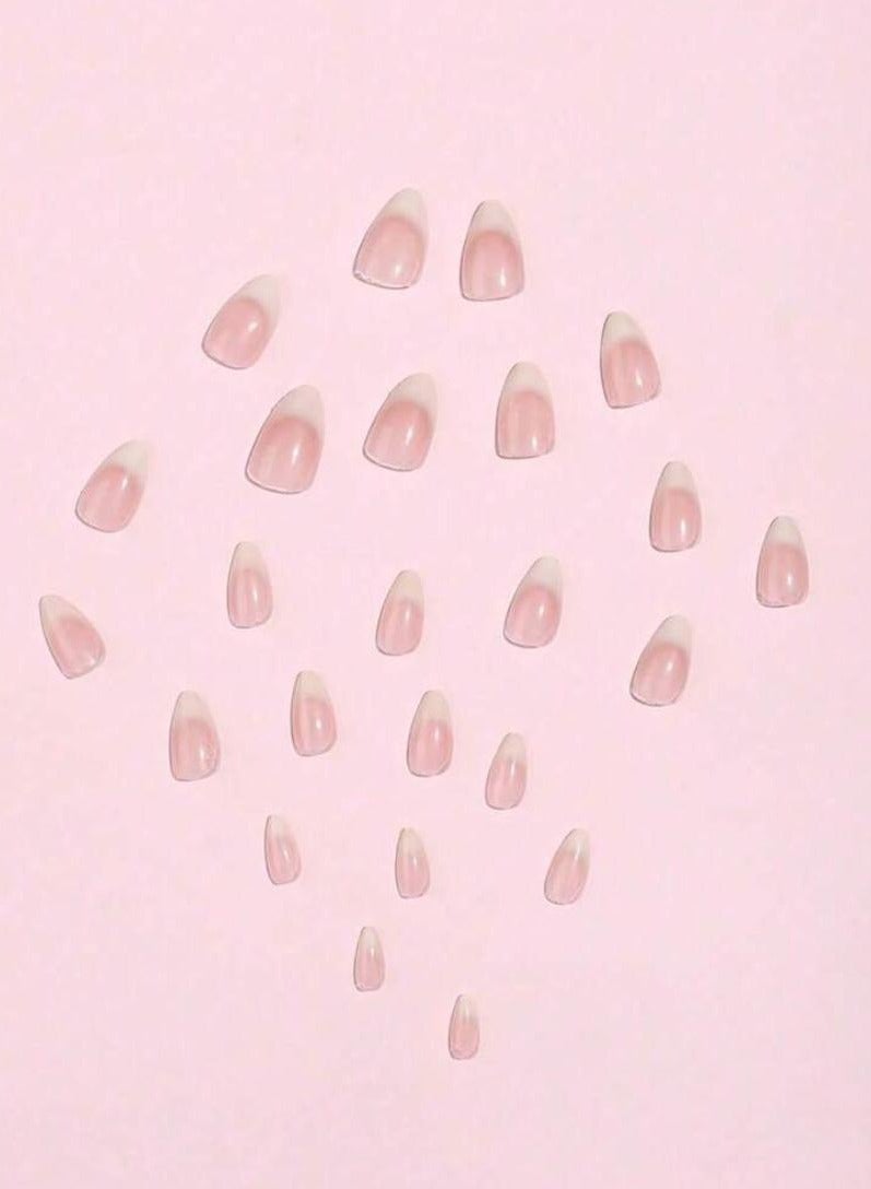 French manicure with a gradient in beige and milky white shades, 24 pieces - Image 3