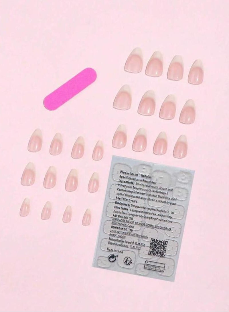 French manicure with a gradient in beige and milky white shades, 24 pieces - Image 4