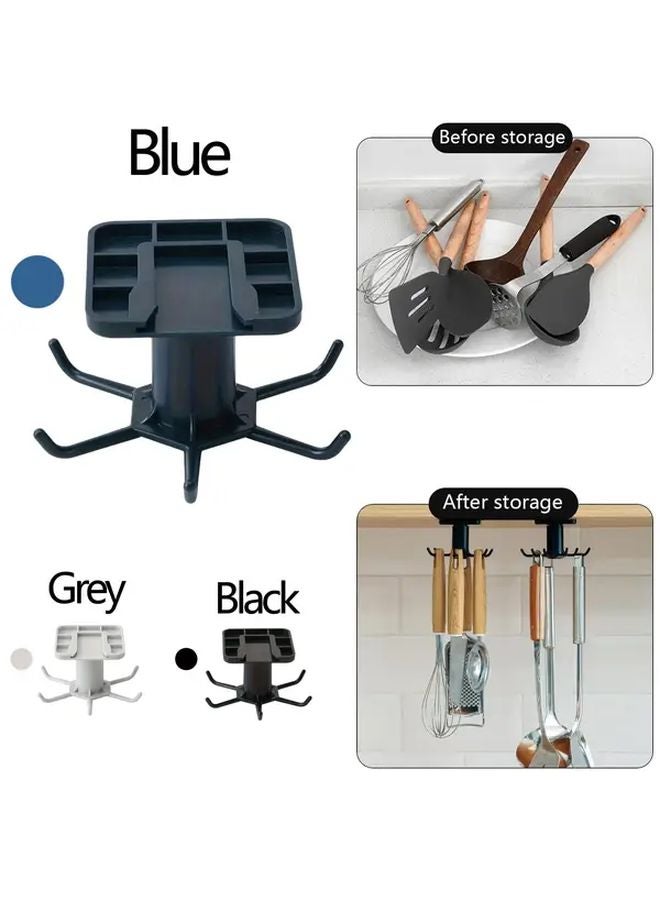 Black 360 Rotating Kitchen Hooks Heavy Duty Self Adhesive No Drill Space Saving Organizer - Image 3