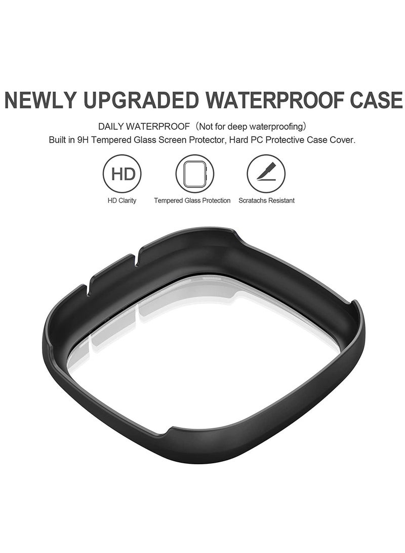 SYOSI Screen Protector for Fitbit Sense/Versa 3 with HD Tempered Glass Sensitive Touch Protective Case, Hard PC Cover with Full Coverage Bumper for Sense/Versa 3 Smartwatch (Blue/Black/Transparent)[3 Pack] - Image 4