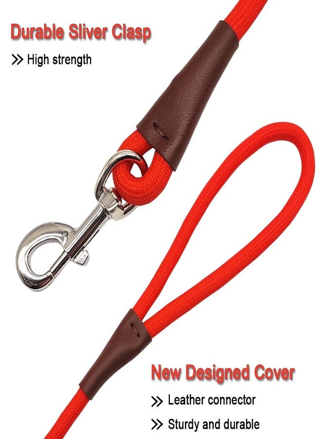 MayPaw 4/6 /8/10 FT Dog Leash, Classic Solid Colors, Strong Nylon Rope Dog Leash Reinforced with Leather Tailor Connection Heavy Duty Silver Clasp (red, 6ft*1/2") - Image 3