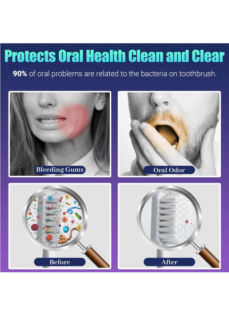 Toothbrush Sanitizer, UVC Toothbrush Sterilizer Covers with Holder, Rechargeable Travel Home Toothbrush Cleaner Case for All Electric and Manual Toothbrushes