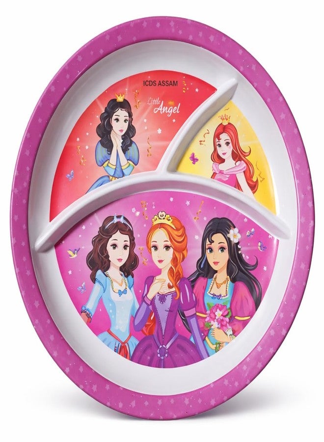 SALEPUSH Melamine Dinner Plate 3 Compartments Rectangular | Non-Breakable Meal Plate with 3 Sections | Partitioned Melamine 24×21 cm (PARPUL Princess) - Image 1