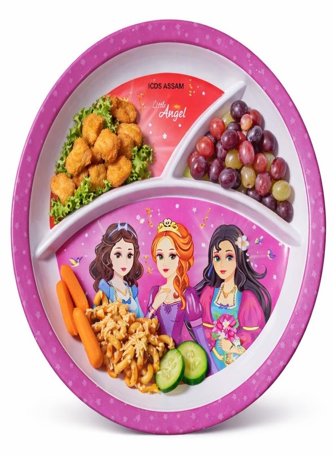 SALEPUSH Melamine Dinner Plate 3 Compartments Rectangular | Non-Breakable Meal Plate with 3 Sections | Partitioned Melamine 24×21 cm (PARPUL Princess) - Image 3