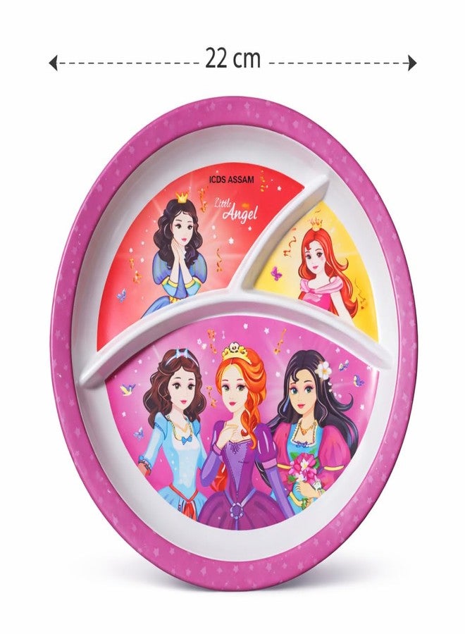 SALEPUSH Melamine Dinner Plate 3 Compartments Rectangular | Non-Breakable Meal Plate with 3 Sections | Partitioned Melamine 24×21 cm (PARPUL Princess) - Image 5