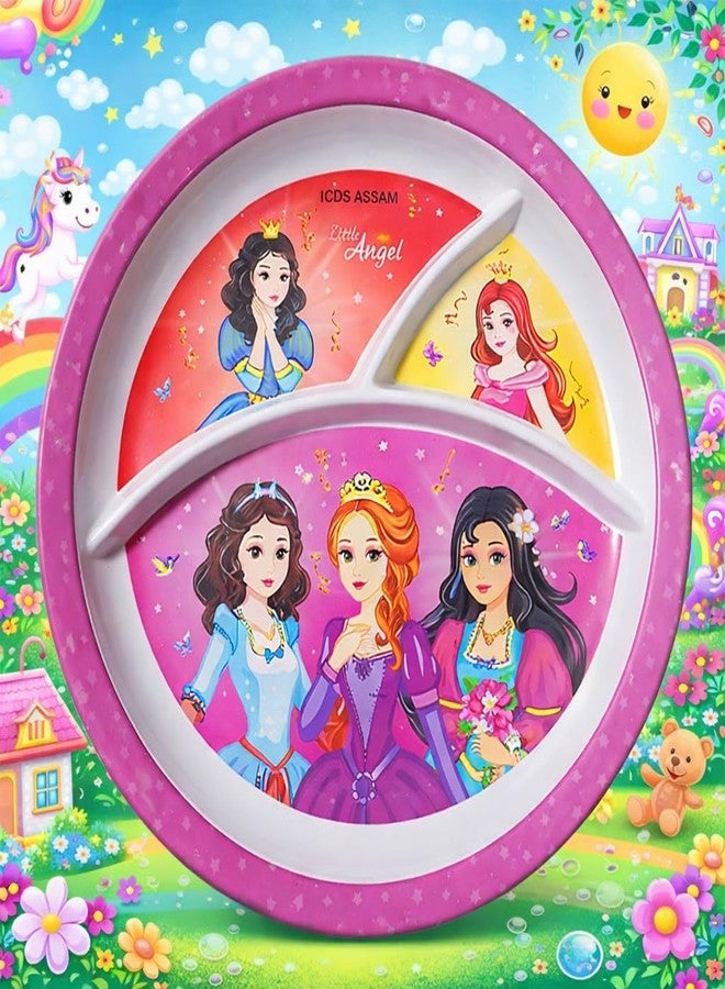 SALEPUSH Melamine Dinner Plate 3 Compartments Rectangular | Non-Breakable Meal Plate with 3 Sections | Partitioned Melamine 24×21 cm (PARPUL Princess) - Image 2