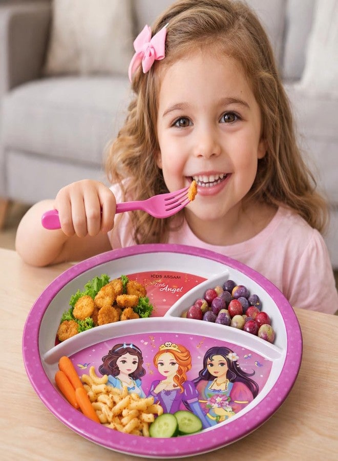 SALEPUSH Melamine Dinner Plate 3 Compartments Rectangular | Non-Breakable Meal Plate with 3 Sections | Partitioned Melamine 24×21 cm (PARPUL Princess) - Image 4
