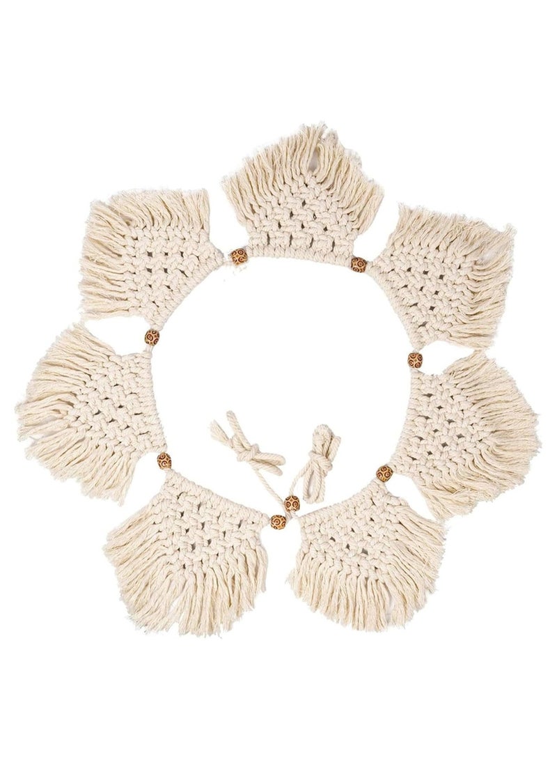 Macrame Wall Decor - Room Decoration Tapestry,Bohemian Handmade Wall Art Tapestry,Macrame Garland Banner with Wood Beads,Home Wall Art Decoration for Apartment,Living Room,Bedroom,Balcony - Image 3