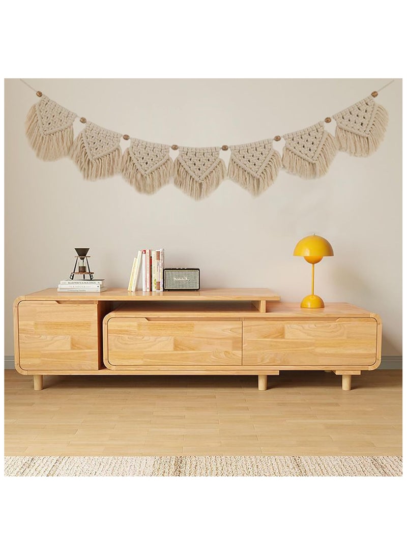 Macrame Wall Decor - Room Decoration Tapestry,Bohemian Handmade Wall Art Tapestry,Macrame Garland Banner with Wood Beads,Home Wall Art Decoration for Apartment,Living Room,Bedroom,Balcony - Image 2