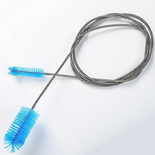 TED TABBIES - Aquarium Filter Brush Flexible Double Ended Bristles Hose Pipe Cleaner Stainless Steel Long Tube Cleaning Brush for Fish Tank or Home Kitchen (Sky Blue) - Image 1