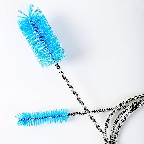 TED TABBIES - Aquarium Filter Brush Flexible Double Ended Bristles Hose Pipe Cleaner Stainless Steel Long Tube Cleaning Brush for Fish Tank or Home Kitchen (Sky Blue) - Image 2