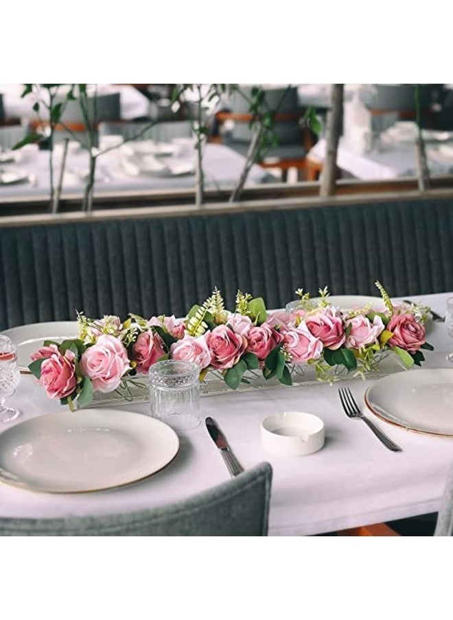 SMARTPOINTS - Rectangular Floral Centerpiece for Dining Table - 24 Inches Long Rectangular Vase - Acrylic Modern Vase - Low Floral Vases for Centerpieces for Home Decor Weddings (Clear) - Image 1