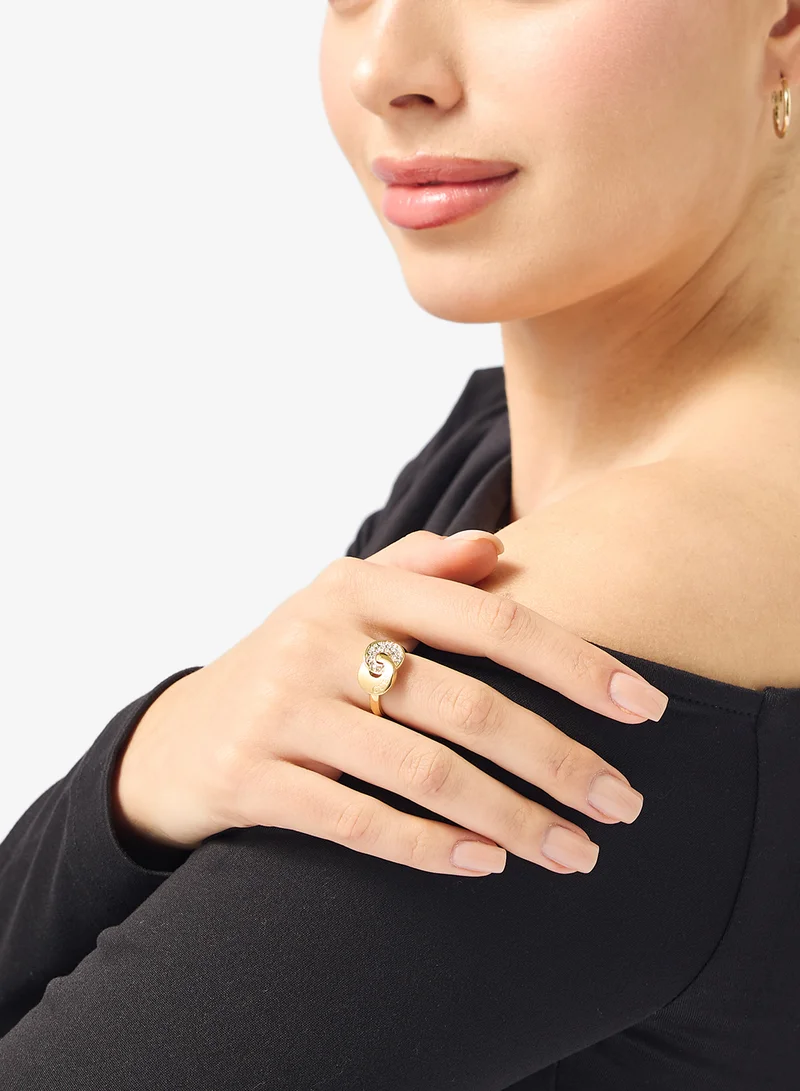 GUESS 12mm Two Links Pave Ring