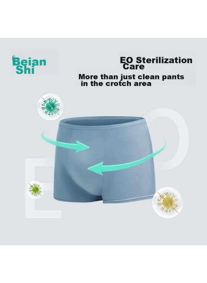 Briars Beianshi Disposable Men's Boxer Briefs, Large Size, Pure Cotton, Sterile, Travel-friendly, No-wash Shorts, 8-pack, Gray-blue, 4XL - Image 3