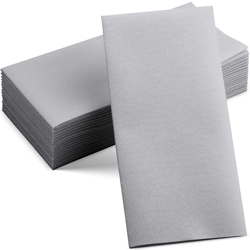 Servietto 50-Pack Disposable Linen-Feel Grey Napkins  12"" x 17"" Cloth-Like Paper Dinner Napkins For Wedding  Bathroom  Party Or Event - Image 1