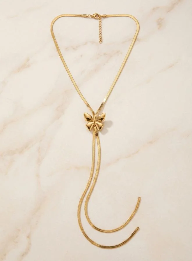 Take Two  Women's Metal Butterfly Adjustable Flat Snake Chain Necklace for Women | Best Price UAE