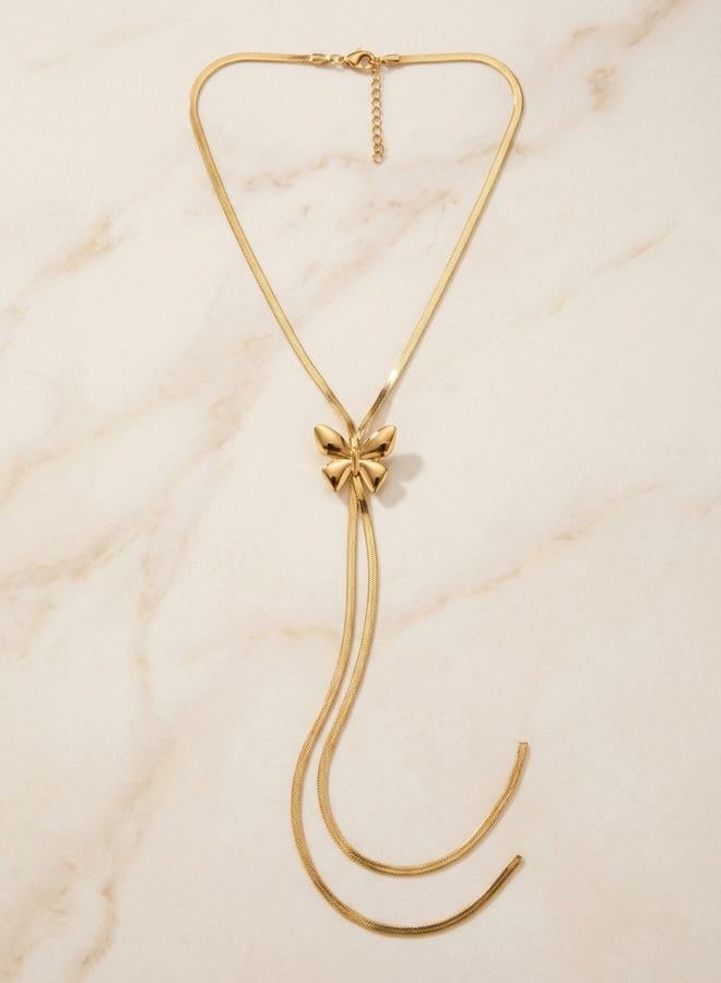Take Two Women's Metal Butterfly Adjustable Flat Snake Chain Necklace - Image 4