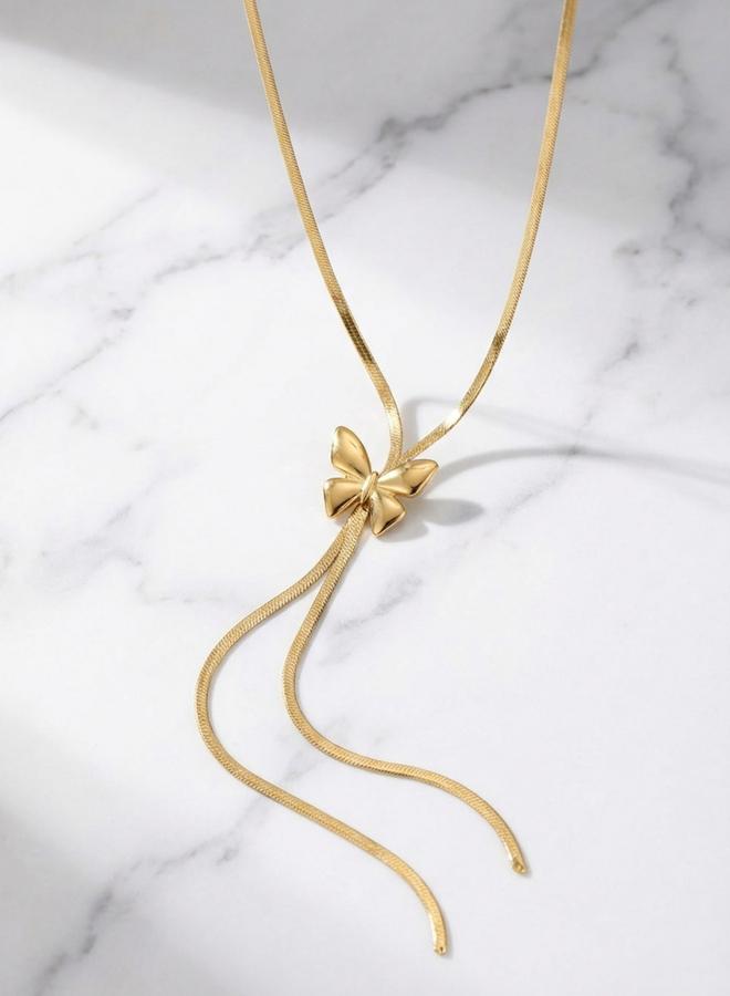 Take Two Women's Metal Butterfly Adjustable Flat Snake Chain Necklace - Image 2