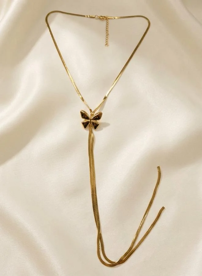 Take Two  Women's Metal Butterfly Adjustable Flat Snake Chain Necklace for Women | Best Price UAE