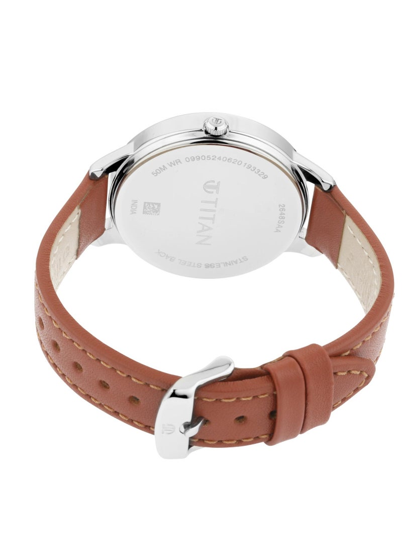 TITAN Titan Women's Precision Simplicity Watch: Grey Gradient Dial with Leather Strap  - Image 4