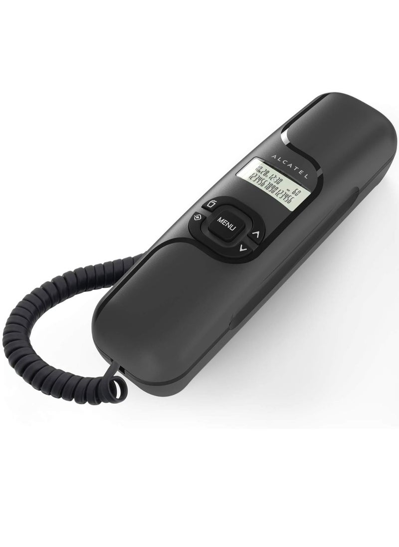 Alcatel - Black Ultra Compact Corded Landline Phone T-16 With Numeric Display Along With Caller ID Wall Mounted - Image 1