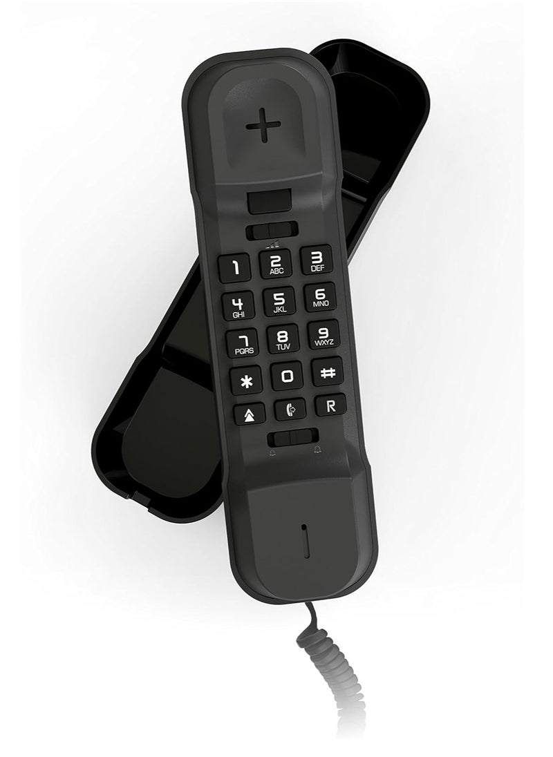 Alcatel - Black Ultra Compact Corded Landline Phone T-16 With Numeric Display Along With Caller ID Wall Mounted - Image 1