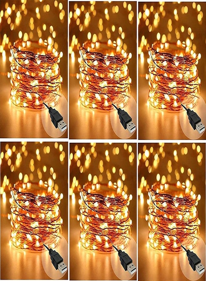 Desidiya® Copper Fairy String Lights with USB Cable for Home Decoration (Pack of 6., 10 Meters)