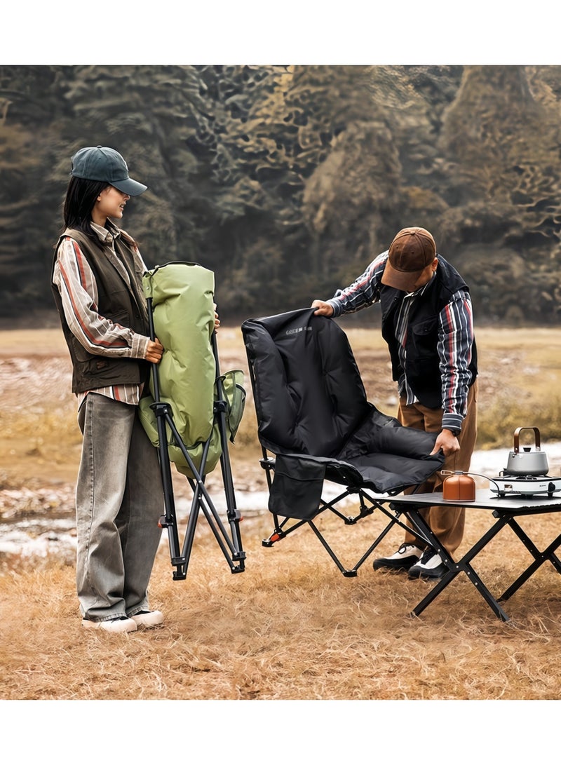 جرين ليون كرسي تخييم ترافيكس، كرسي تخييم قابل للطي والحمل مصنوع من قماش أكسفورد 600D، يتحمل حتى 120 كجم، إطار ثابت على شكل حرف X، ضبط زاوية مزدوج، تركيب سريع وسهل، حقيبة حمل متضمنة، جيب جانبي كبير، قاعدة غير قابلة للانزلاق - أسود - Image 3