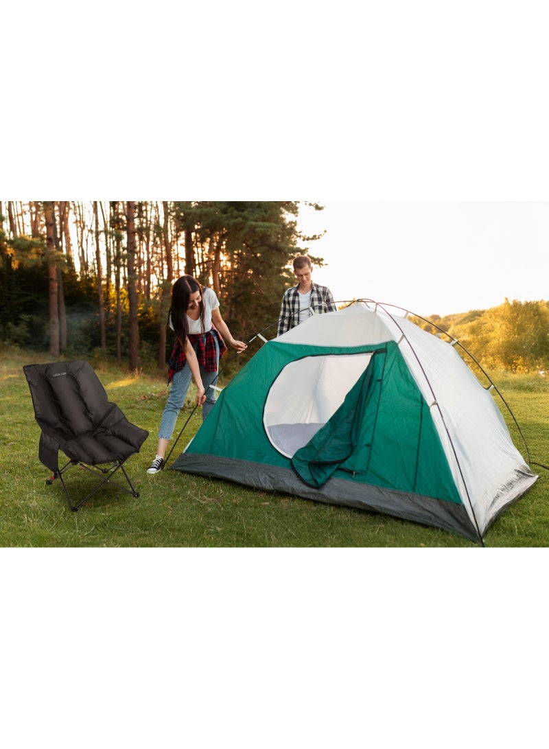 جرين ليون كرسي تخييم ترافيكس، كرسي تخييم قابل للطي والحمل مصنوع من قماش أكسفورد 600D، يتحمل حتى 120 كجم، إطار ثابت على شكل حرف X، ضبط زاوية مزدوج، تركيب سريع وسهل، حقيبة حمل متضمنة، جيب جانبي كبير، قاعدة غير قابلة للانزلاق - أسود - Image 4