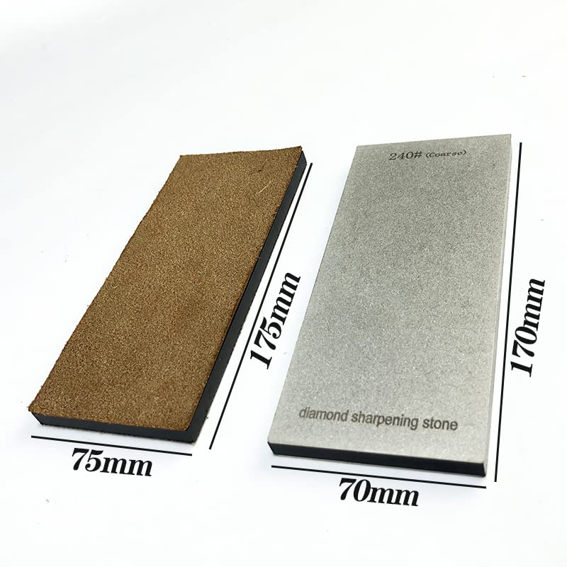 Tiweio Diamond Sharpening Stone 2 Side Grit and Stropping Leather Strop 6PCS set, 80/180/240/400/600/800/1000/1500/2000/3000 Grit Kitchen Whetstone Honing Stone, Sharpening Dull Knives Grindstone Tool - Image 3