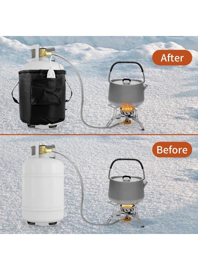 JRAIYBZ Propane Tank Heater Blanket,Gas LP Cylinder Tank Heater with Temperature Controller Adjustment and Timer Function,86-141°F Fixed Propane Tank Warmer Blanket for 5 gallons,20,30,40lb Gas Tanks (Black) - Image 5