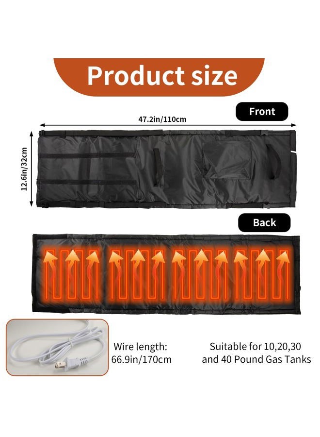 JRAIYBZ Propane Tank Heater Blanket,Gas LP Cylinder Tank Heater with Temperature Controller Adjustment and Timer Function,86-141°F Fixed Propane Tank Warmer Blanket for 5 gallons,20,30,40lb Gas Tanks (Black) - Image 2