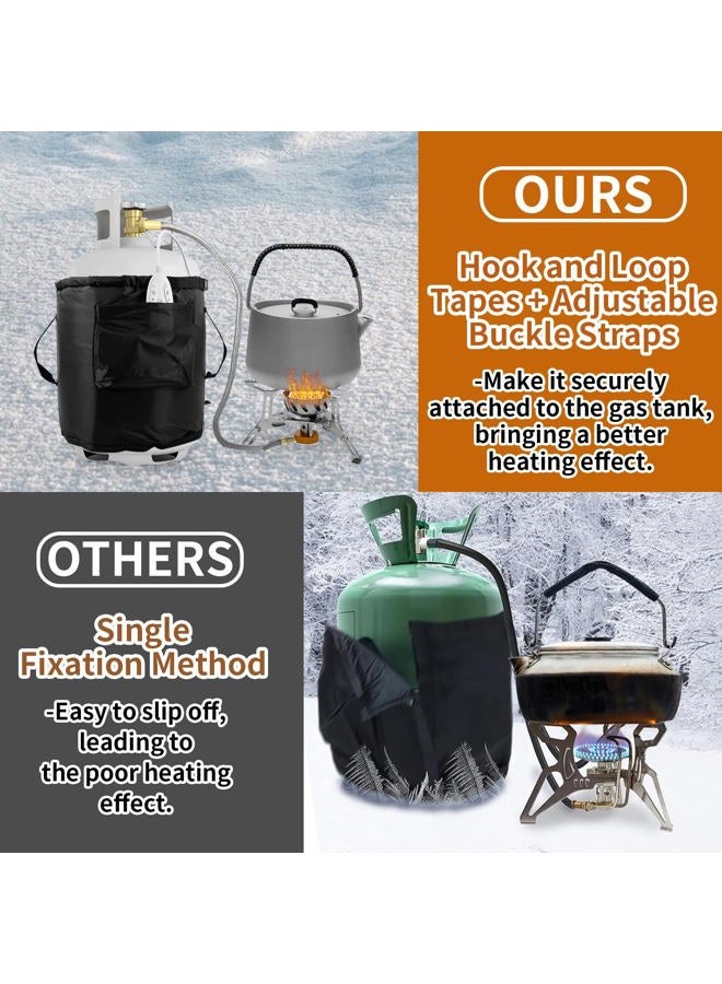 JRAIYBZ Propane Tank Heater Blanket,Gas LP Cylinder Tank Heater with Temperature Controller Adjustment and Timer Function,86-141°F Fixed Propane Tank Warmer Blanket for 5 gallons,20,30,40lb Gas Tanks (Black) - Image 4