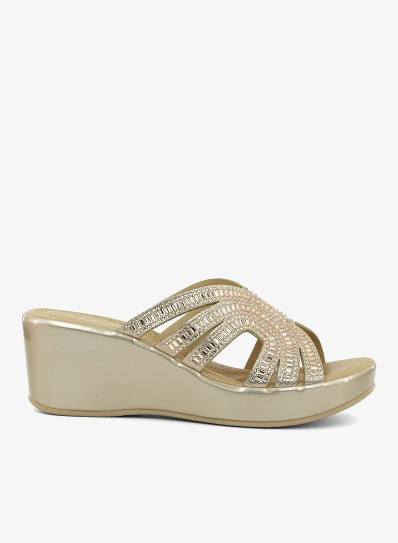 Zayna Rose Gold 221-319 Zayna Ladies Classic Wedge Slides 3F8730-314 Rose Gold for Women | Best Price UAE