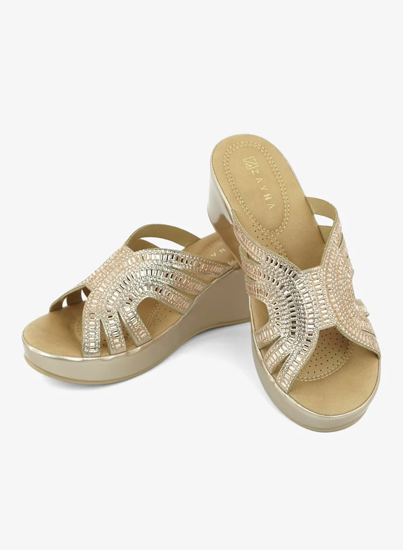 ZAYNA 221-319 Zayna Ladies Classic Wedge Slides 3F8730-314 Rose Gold
