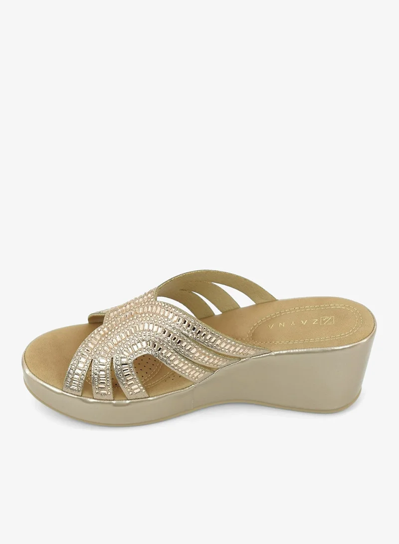 Zayna Rose Gold 221-319 Zayna Ladies Classic Wedge Slides 3F8730-314 Rose Gold for Women | Best Price UAE