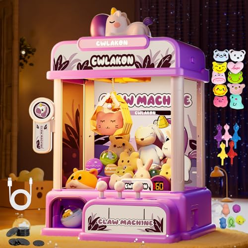 CWLAKON Claw Machine for Kids Mini Vending Machine Unicorns Toys with Sound for Girls Age 3 Candy Grabber Prize Dispenser Machine Arcade Games with Mini Plush Toys Christmas Birthday Gifts - Image 1