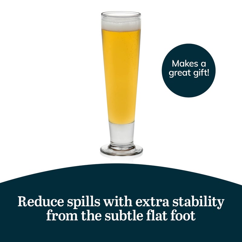 Libbey Stockholm Pilsner Beer Glasses Set of 4, 14.5oz, Tall, Slender Pint Glasses for Pilsner, Kolsch, Lager, and More, Unique Beer Gift Set - Image 5