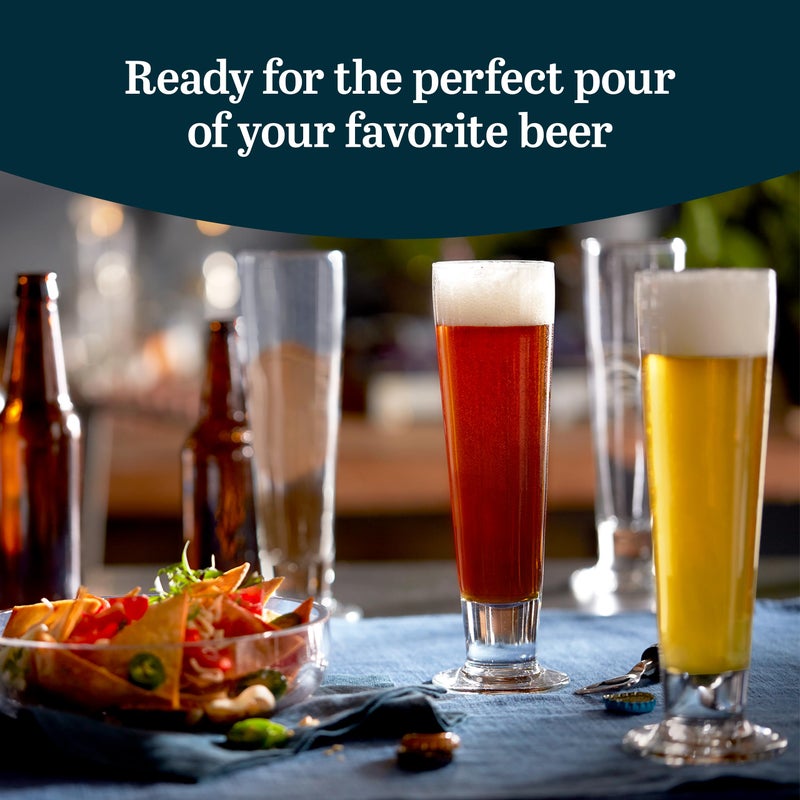 Libbey Stockholm Pilsner Beer Glasses Set of 4, 14.5oz, Tall, Slender Pint Glasses for Pilsner, Kolsch, Lager, and More, Unique Beer Gift Set - Image 2