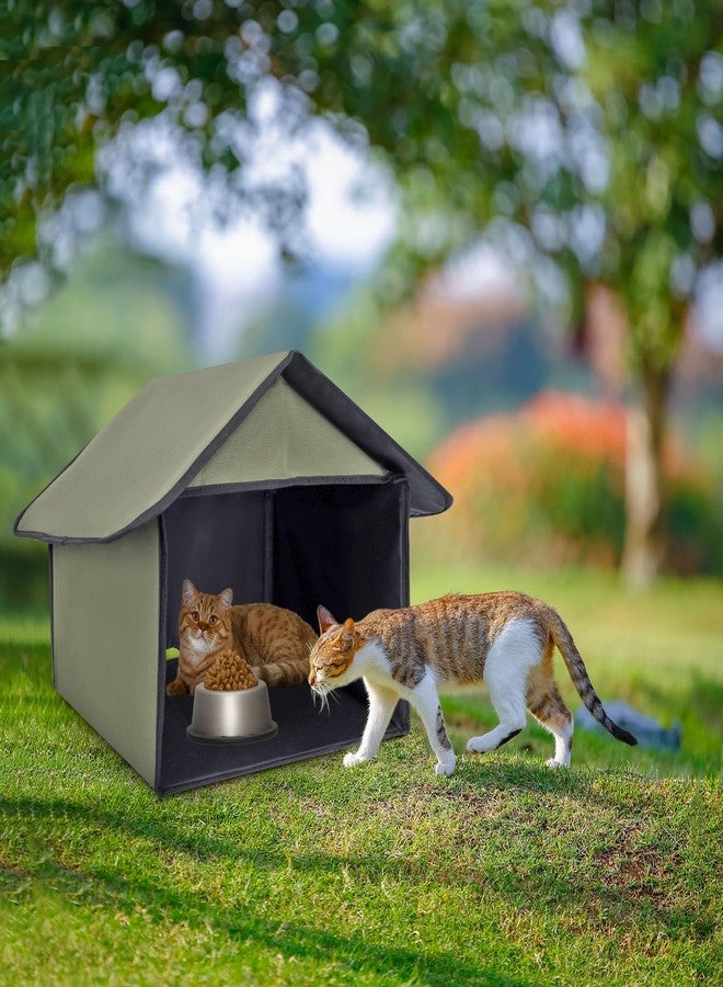 Soekoa Outdoor Cat Feeding Station, Stray Cat Shelter, Cat Shelter Outdoor for Food and Wate, Waterproof Pet Shelter for Cats Birds, Rabbits and Small Dog (Blue, 17 in) - Image 5