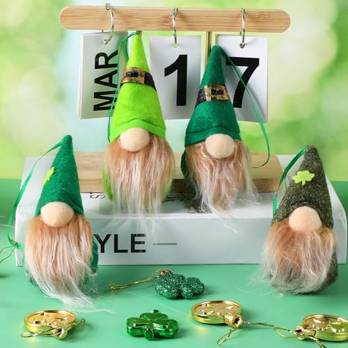 Syhood 34 Pcs St Patricks Day Ornament Set St Patricks Day Gnome Ornaments and Shamrock Ornaments Hanging Decorations for Small Tree Irish Party Favors Decorations - Image 3