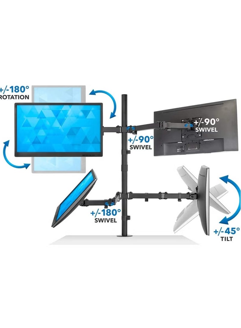 ELTRAZONE LED LCD Monitor Desk Mount Adjustable Stand – Heavy Duty 4-Screen Holder for 14"-26" Monitors, Height Adjustable, Ideal for Gaming, Trading, Video Editing & Surveillance - Image 3