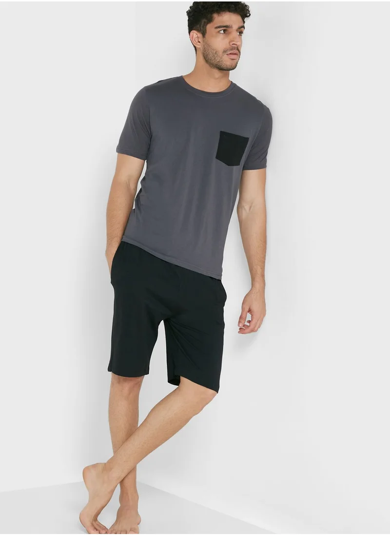 Seventy Five Chest Pocket Pyjama Shorts Set
