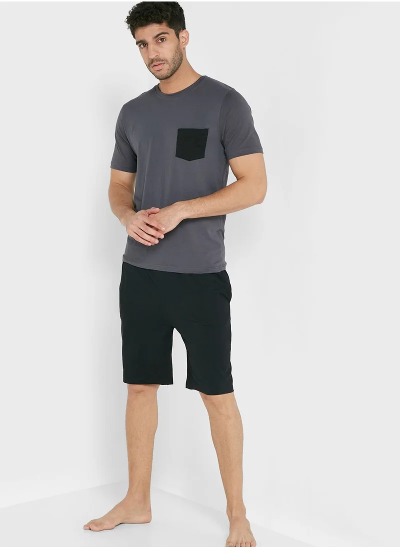 Seventy Five Chest Pocket Pyjama Shorts Set