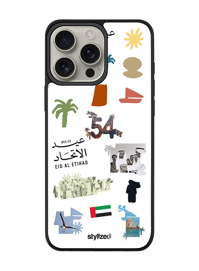 Stylizedd for iPhone 16 Pro Max Case [Compatible with MagSafe] Magnetic cover Slim fit Camera Protection, Shockproof Thin Phone Case- Eid Al Etihad 54th UAE National Day, White - Image 1