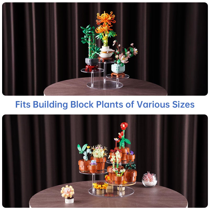 NiHome Black Acrylic Display Stand for LEGO Botanical Collection Sets, Multi-Tier Showcase Figurine Display Shelf Riser for Collectibles and Room Decor, Perfume Riser Holder, Tabletop Plant Stand - Image 3