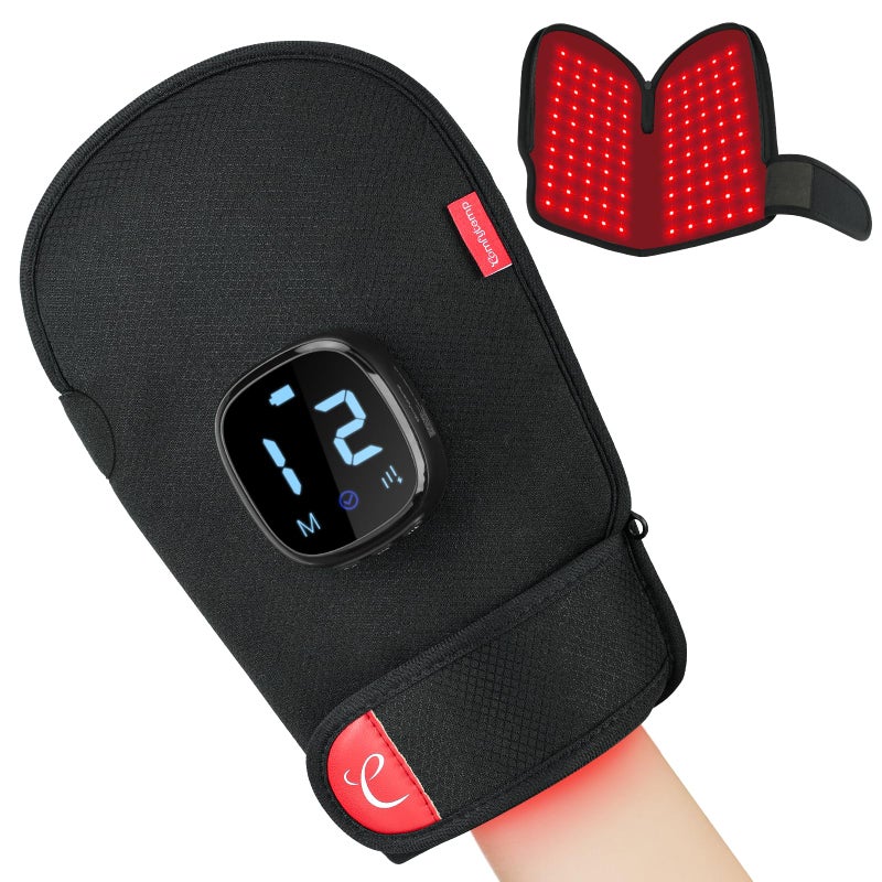 Comfytemp 5000mAh Cordless Red Light Therapy Glove for Hand 360 DualSided 100 LEDs Near Infrared Wrap with AutoOff Timer 13W Rechargeable Pad for Wrist Finger Palm Joint Pain Relief 660nm850nm