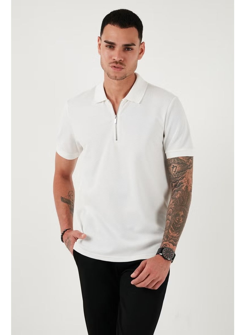 Buratti Cotton Regular Fit Zippered Polo Neck T Shirt Men's Polo Neck T Shirt 5902915 - Image 4
